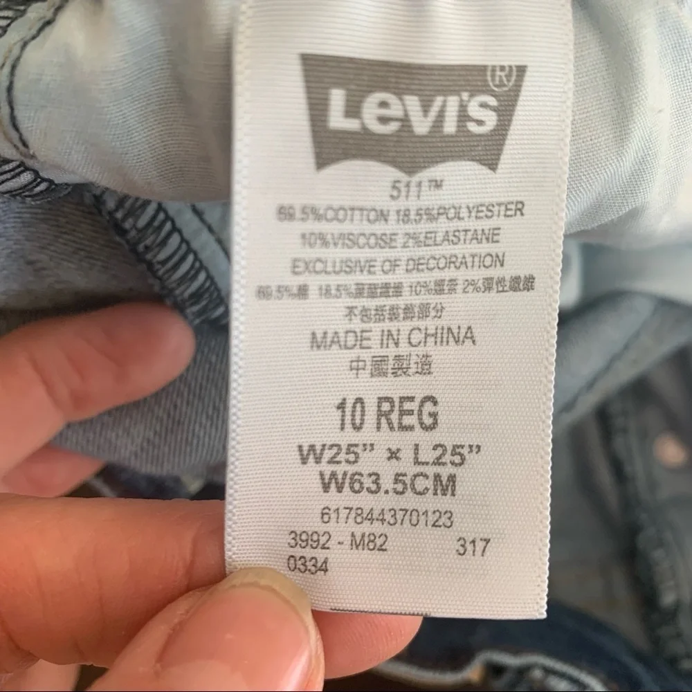 LEVI’S 511 Boys Slim Stretch Straight Leg Jeans Denim Size 10